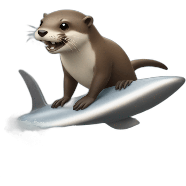 Otter surfing on a shark emoji