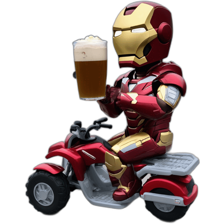 Iron Man sur un quad avec une bière dans sa main et du Nutella emoji