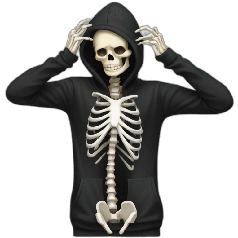 skeleton with skeleton hands in black hoodie get facepalm emoji