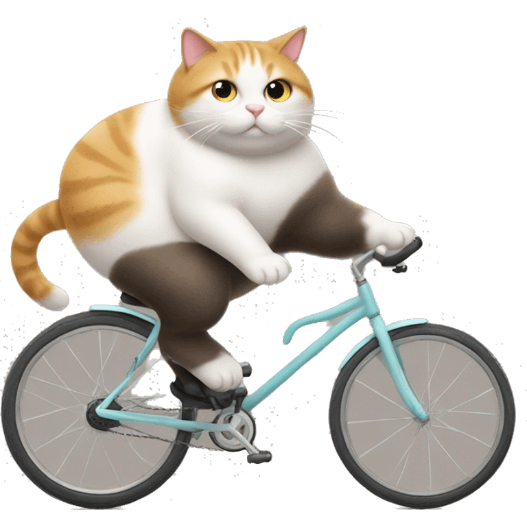 Very fat cat riding a tiny bicycle  emoji