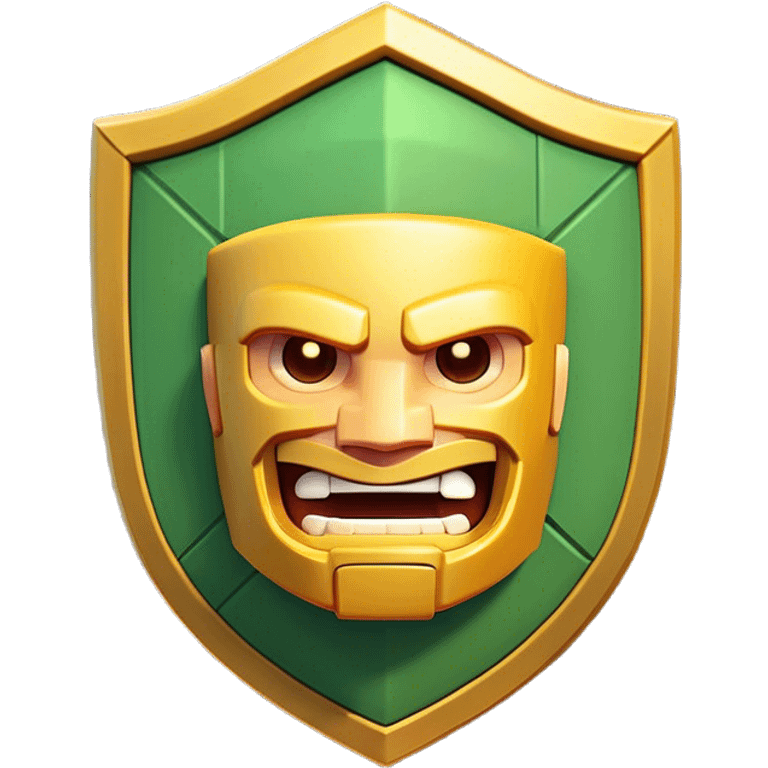 Clash of Clans aesthetic: Cinematic Playful Pixel 3D Shield Portrait Emoji, rendered in a 3D vector-style similar to standard emojis with minimal shading and bold, simplified shapes. A compact, distinct form with signature details, softly glowing with a pixelated adventure charm. Simplified yet unmistakably iconic, highly detailed and consistent, glowing with a soft radiance and high shine. Stylized with a touch of classic pixel-art charm and a soft glowing outline, capturing the essence of a beloved gaming relic with a friendly, playful manner! emoji