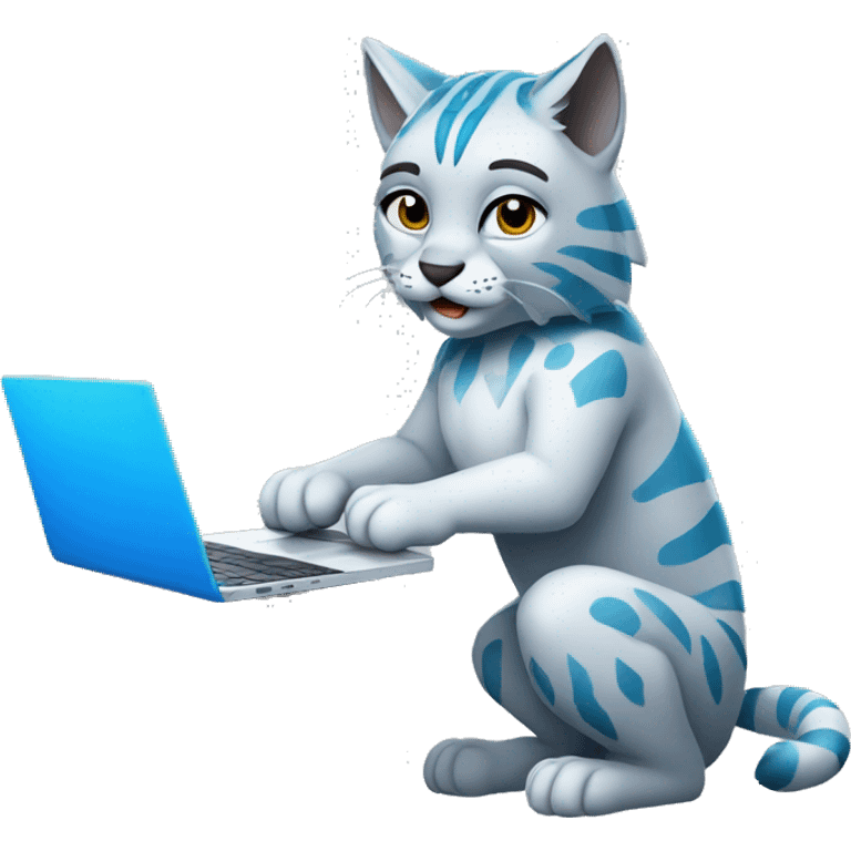 A blue lynx with a laptop emoji