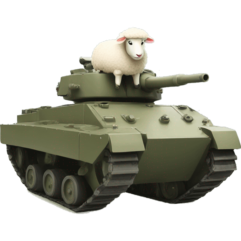 A tank with a sheep looking out of it emoji