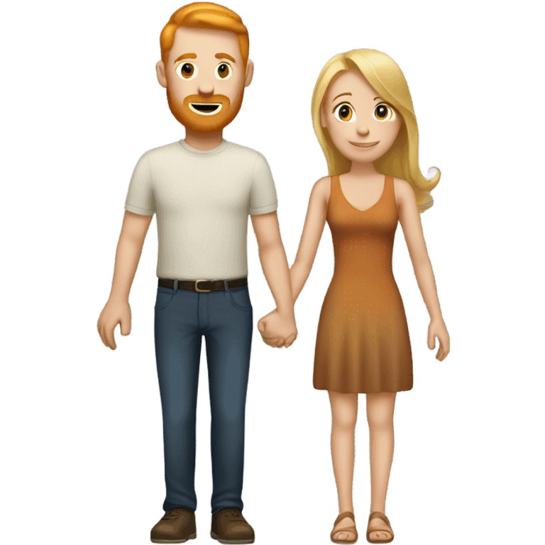 Blonde woman and ginger guy holding hands emoji