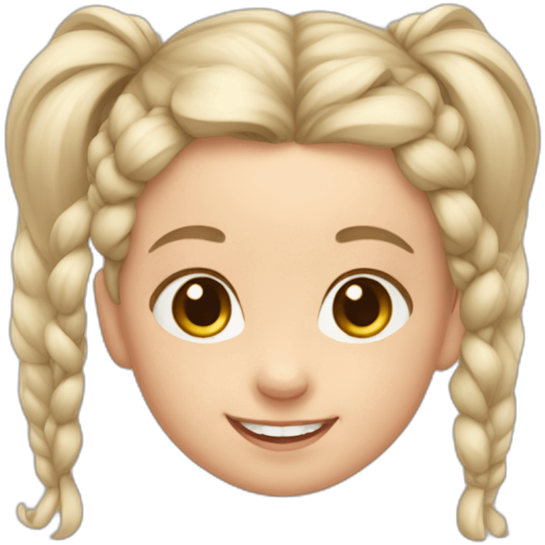 White baby girl with two ponytail hair smiling emoji