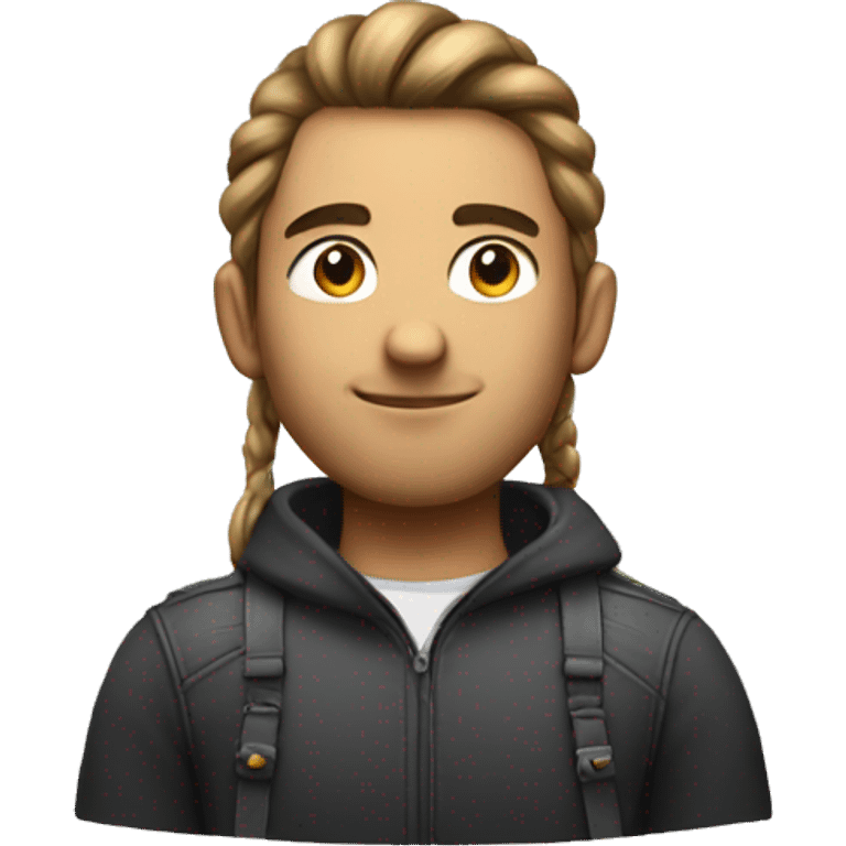 a junior full stack male developer with long hair in a bun emoji