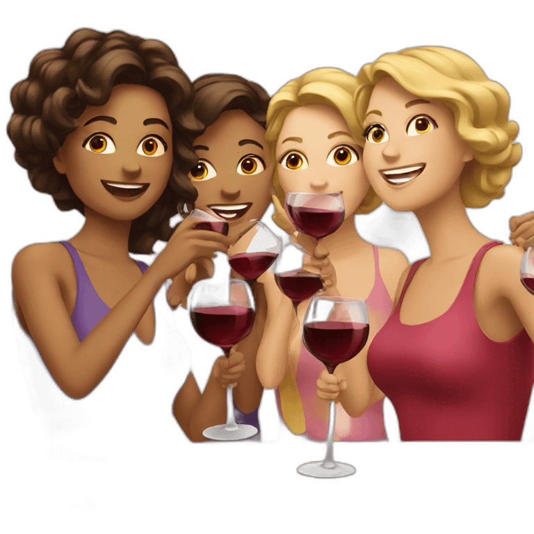 four wine drinking ladies emoji