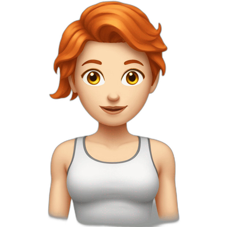 Redhead doing fitness emoji