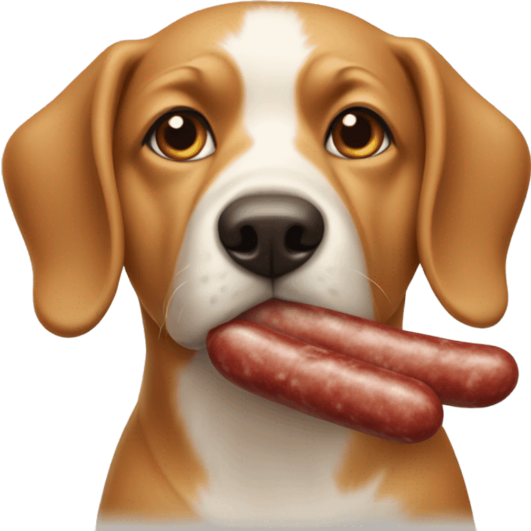 Dog with saucisse emoji