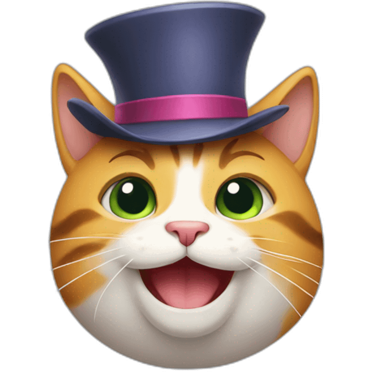 Happy cat with a hat emoji