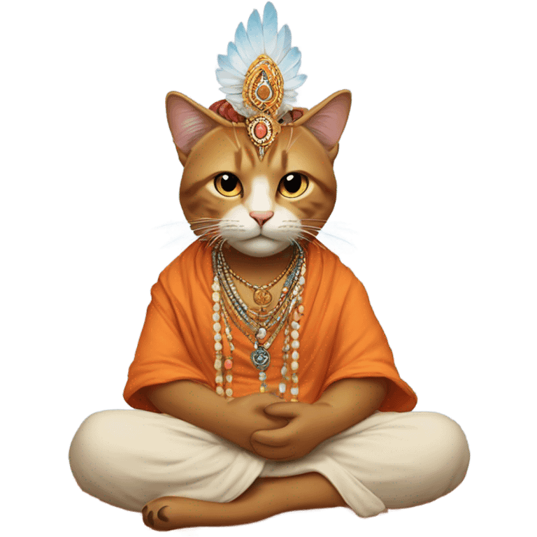 Cat Indian guru emoji