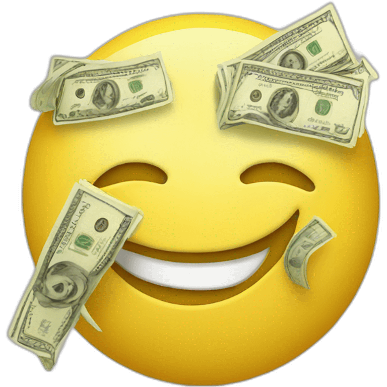 Yellow smile with money behind eyes emoji