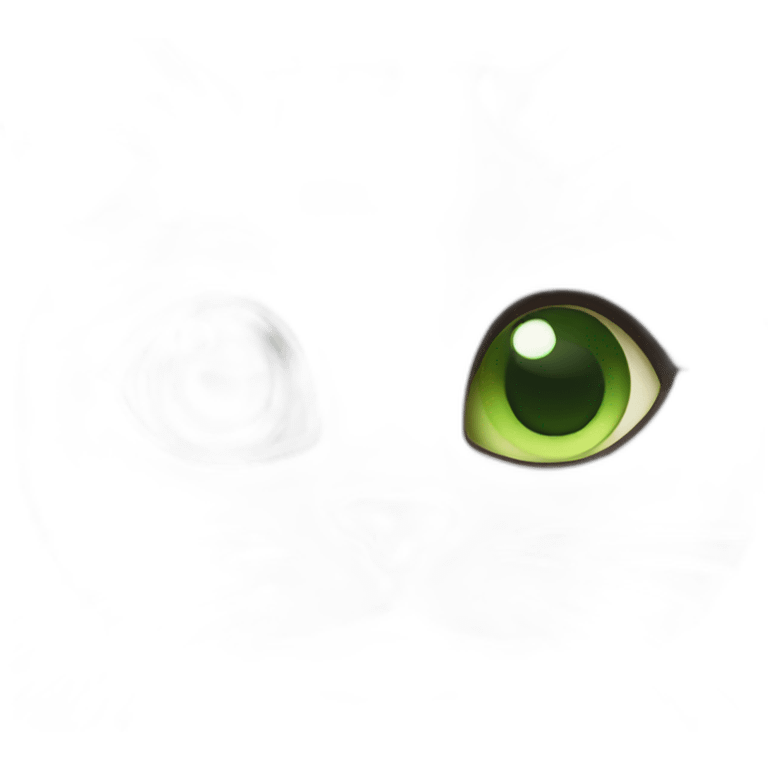 Dark Brown and white cat with green eyes emoji