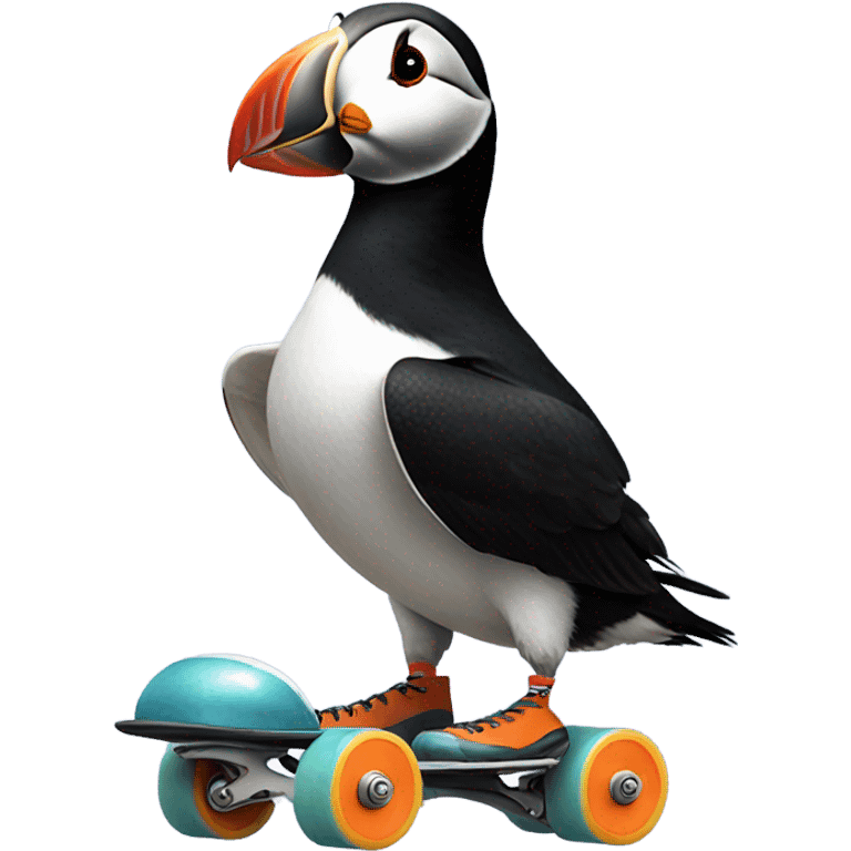 Puffin on skates emoji