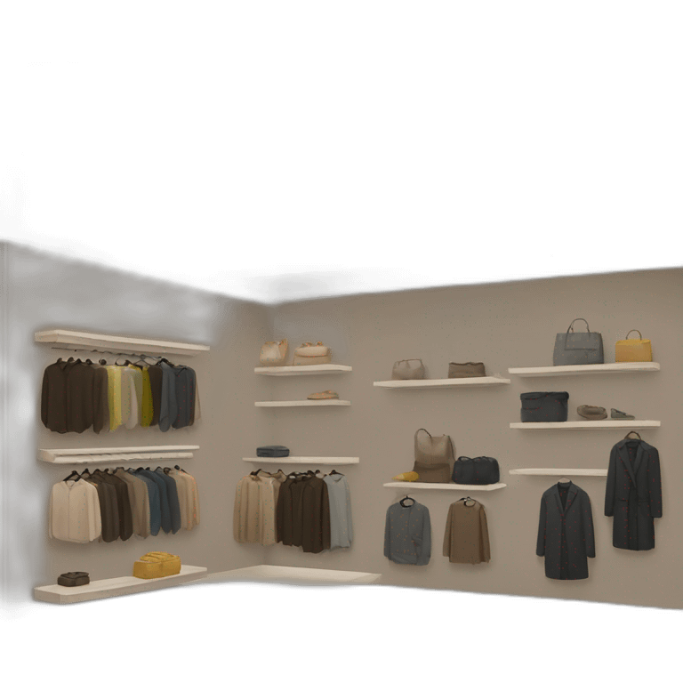 store with some clothes and bags in neutral dark non-bright colors emoji