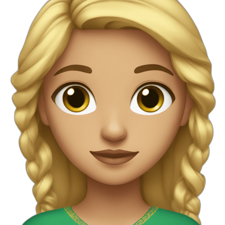 A Moroccan young girl with brown and blonde hair and green eyes emoji