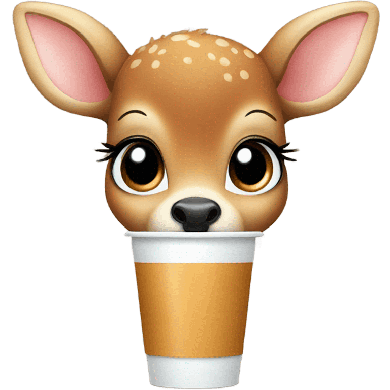 Baby deer drinking iced coffee emoji