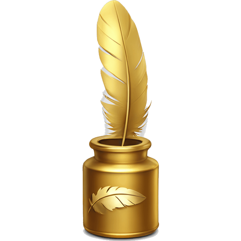 gold inkpot white feather emoji