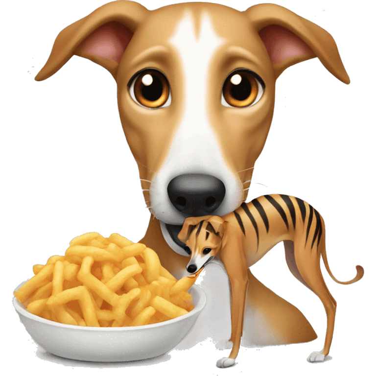 Fawn tiger greyhound eating emoji