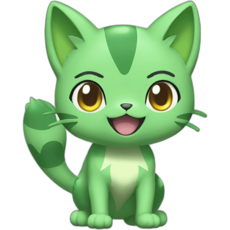 sprigatito pokemon green cat fullbody emoji