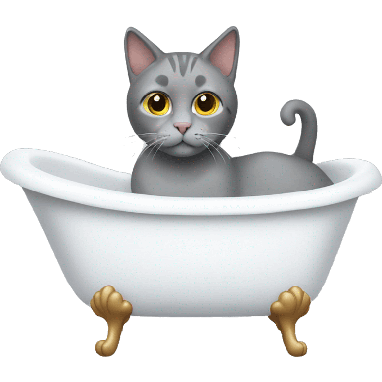 grey cat in a white bathtub emoji