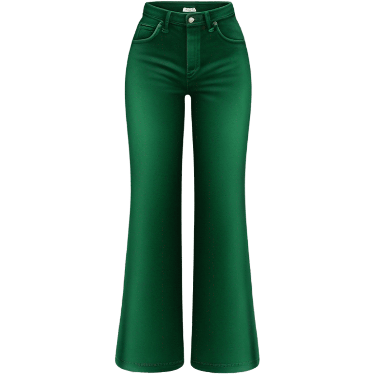 Realistic long Wide leg high waisted green velour jeans, isolated emoji