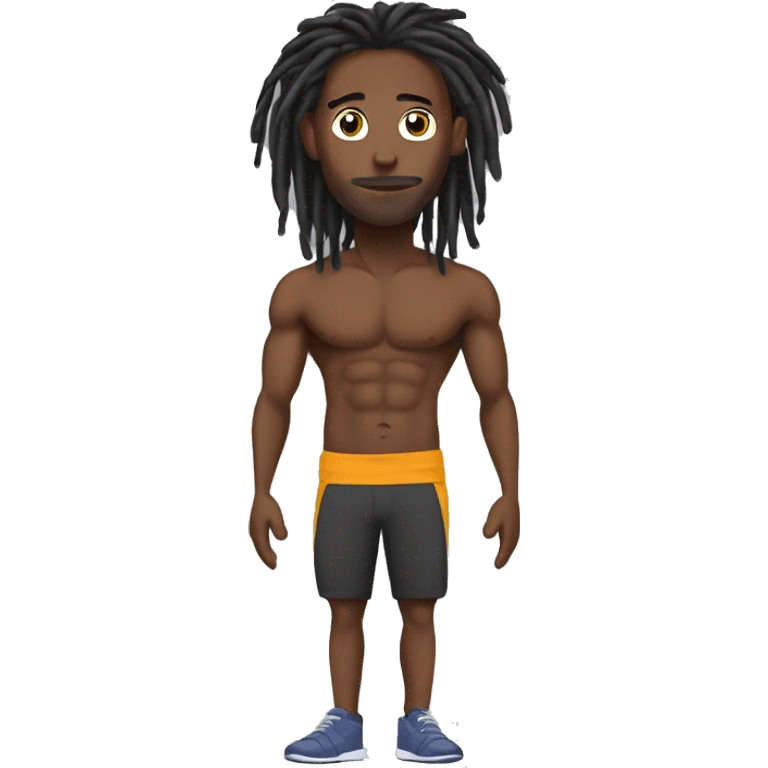 fitness guy, with dreads, and slim bodybuild emoji