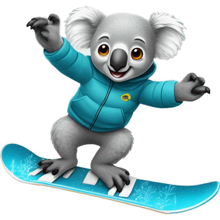 Koala snowboarding emoji