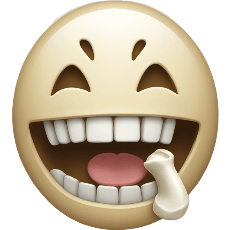 smiling emoji with bone in its mouth emoji