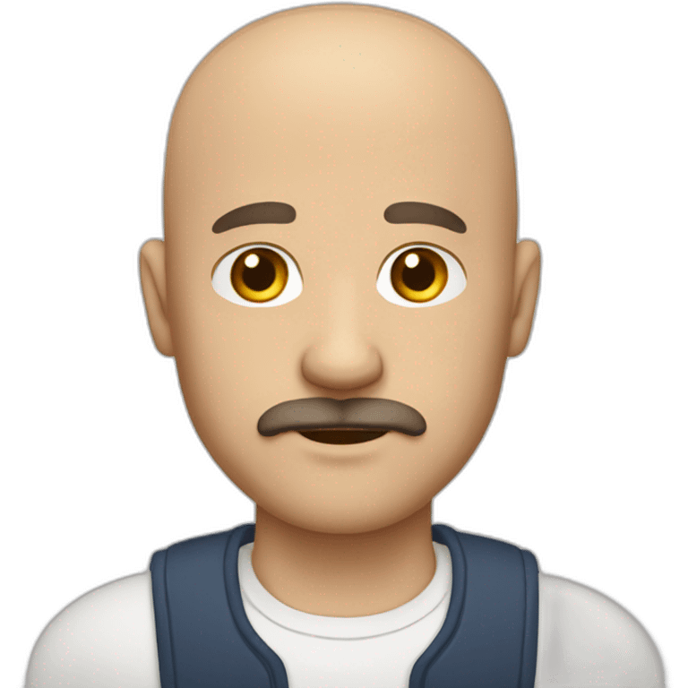 Bald middle aged guy with side brown hair and thick brown mustache emoji