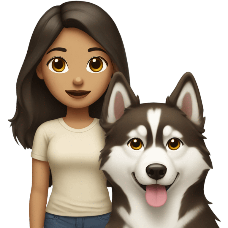 A girl Dark brown  hair next to a light dorée  Husky emoji