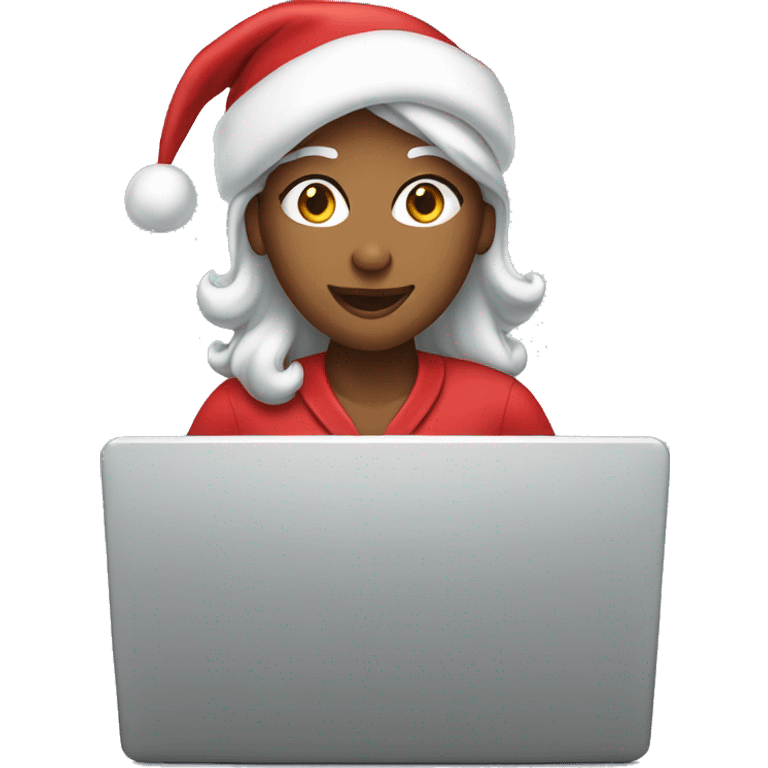 female santa typing on laptop emoji