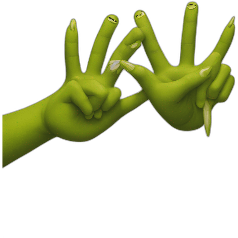 painting nail emoji with Shrek hands emoji