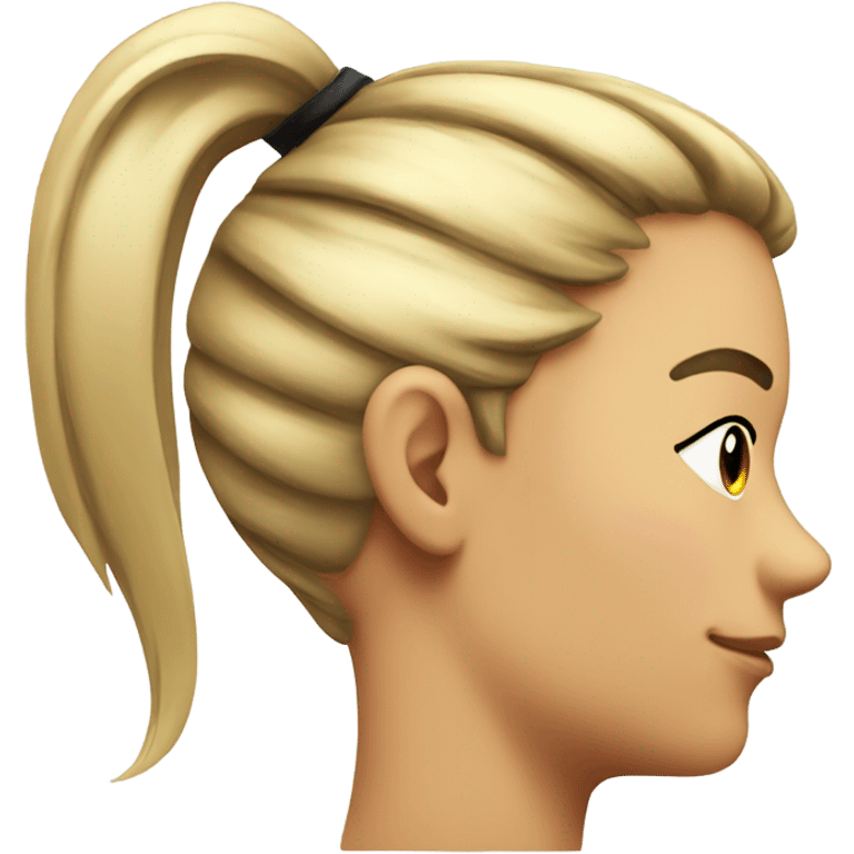 a side profile of a face with a black spot on there cheek and a ponytail  emoji