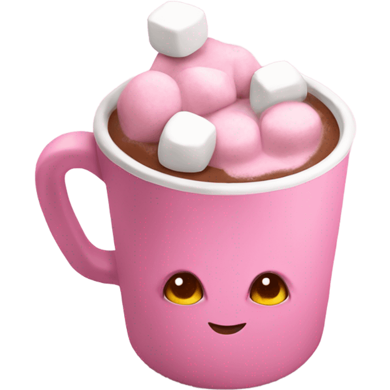 Pink hot chocolate with marshmallows  emoji