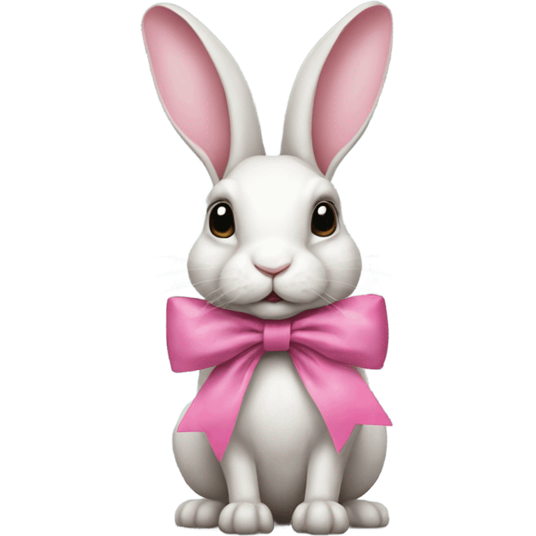 Hyper Realistic Rabbit wearing a pink bow emoji