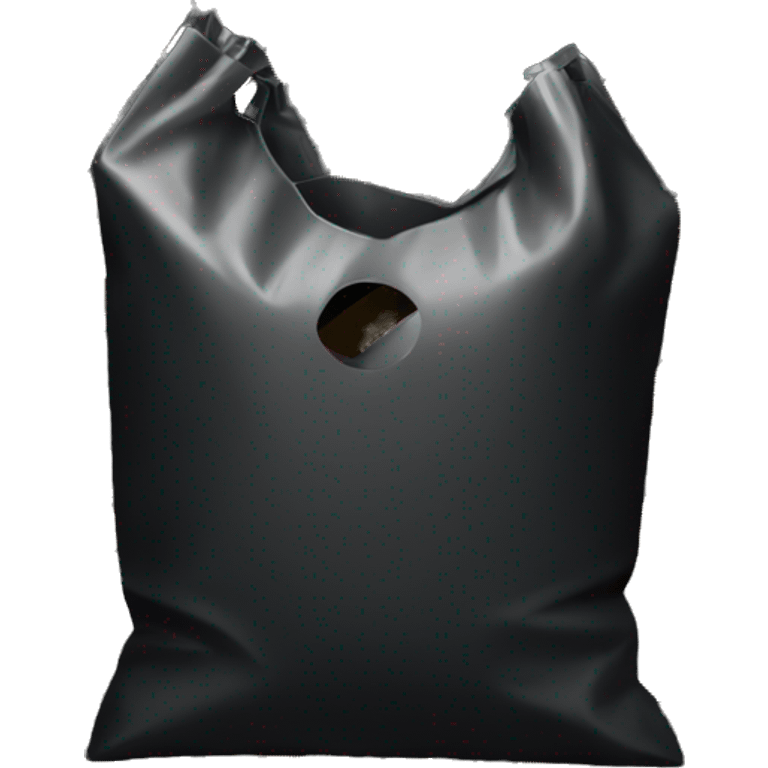 An image of a black plastic bag with diagonal gold stripes. The top part has a cutout handle for easy carrying emoji