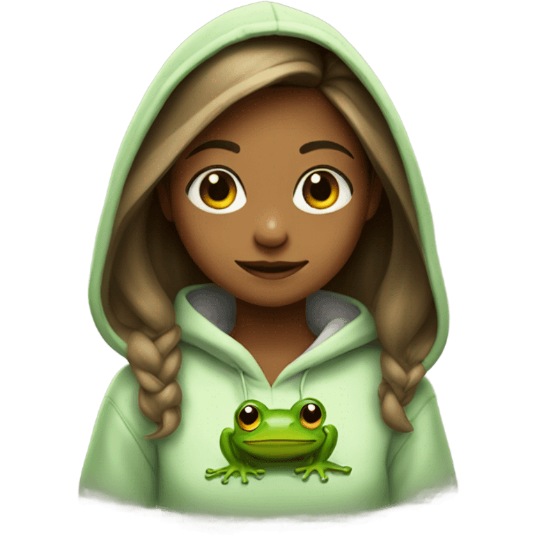 Girl in a frog hoodie ￼ emoji