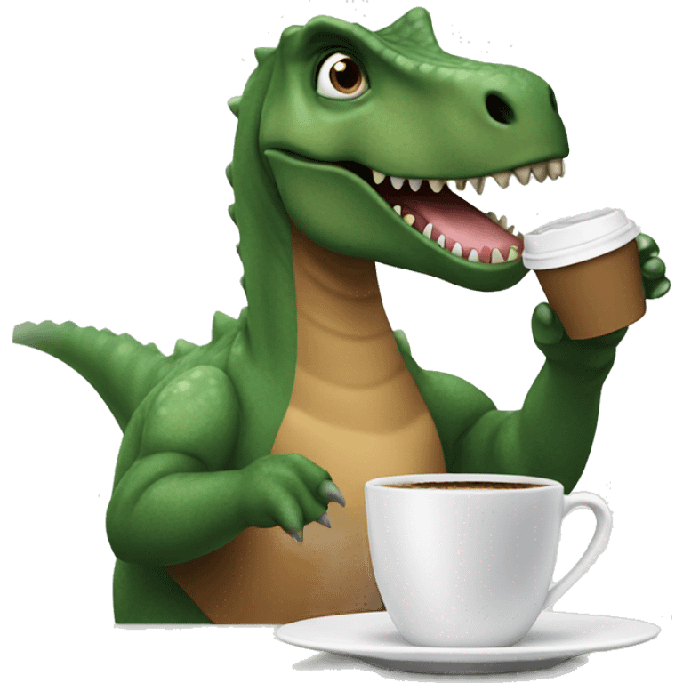 dinosaur drinking coffee emoji