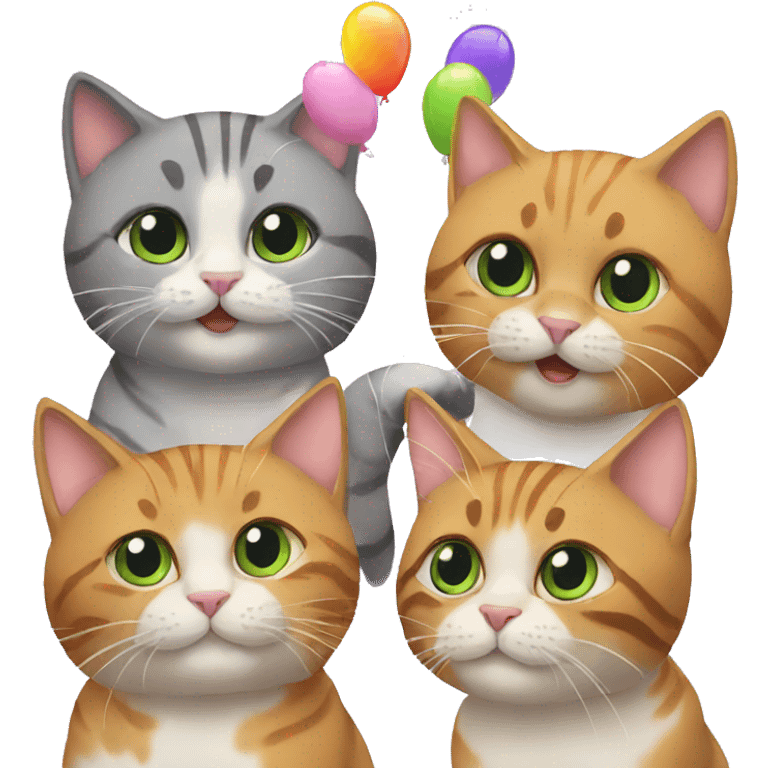 four cats having a party emoji