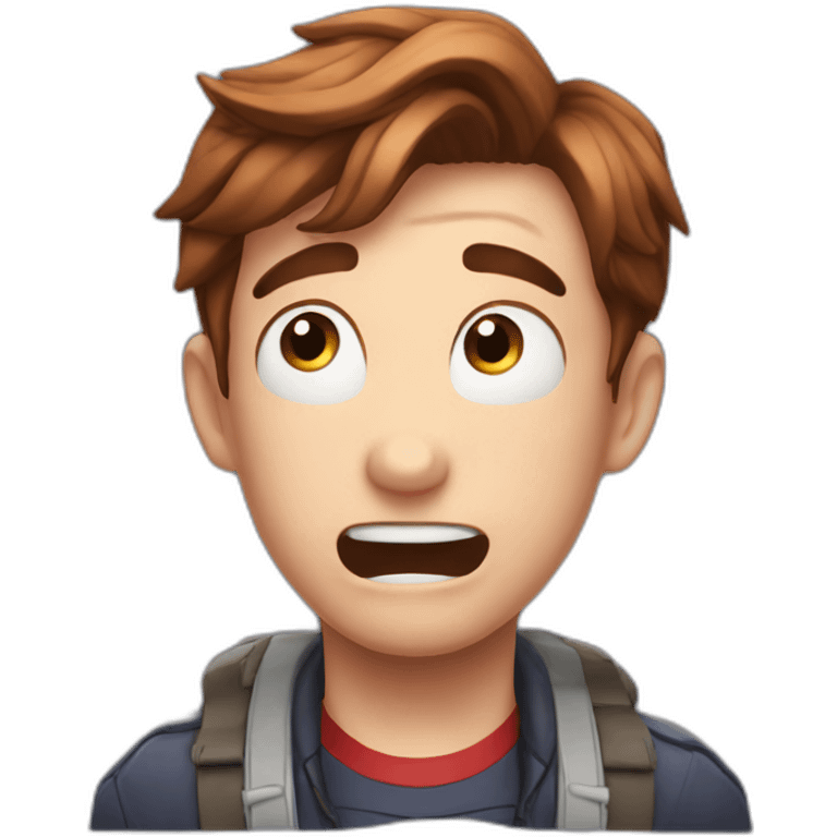 peter parker crying but with smiling mouth emoji