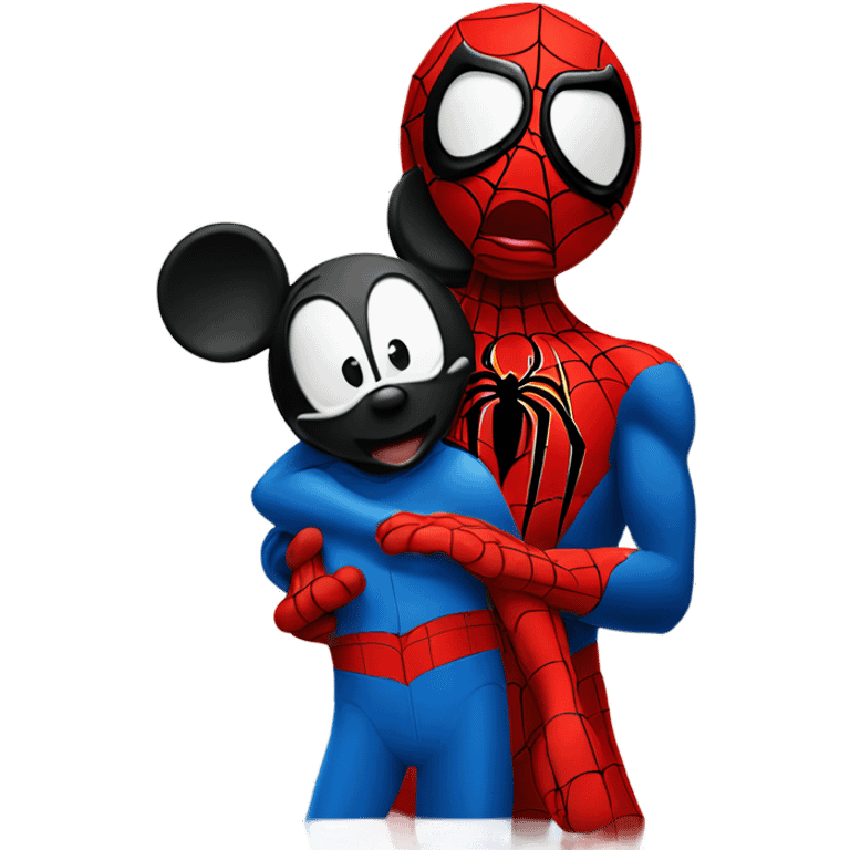  Spider-man hugging with mickey mouse emoji