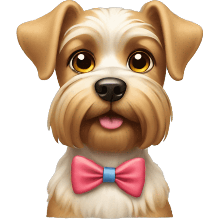 yorkshire dog using a cute bow in his head emoji