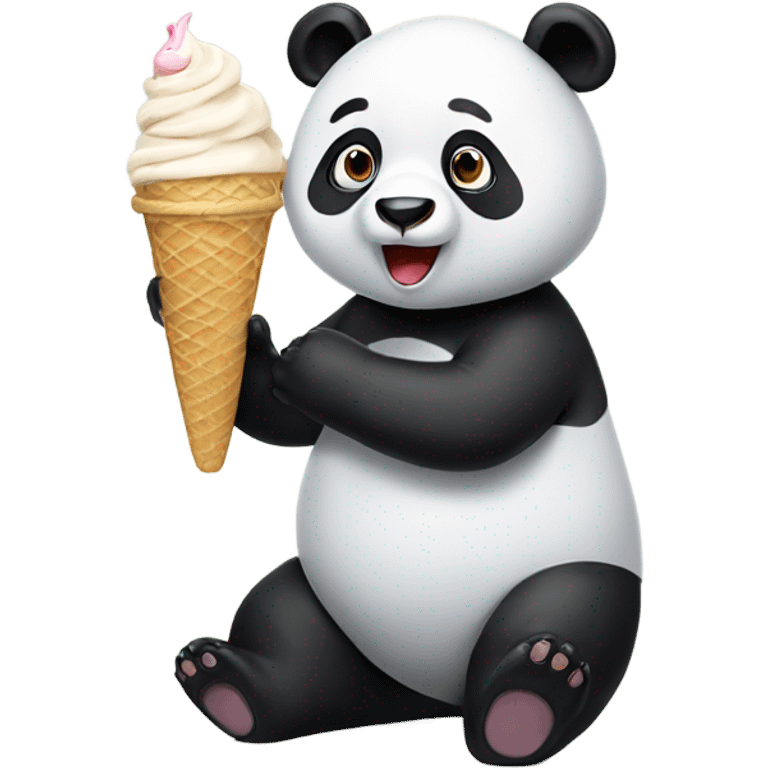 Panda eating ice cream emoji