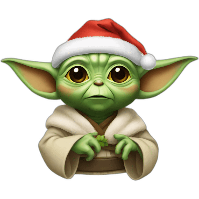 Yoda wearing a Christmas hat  emoji