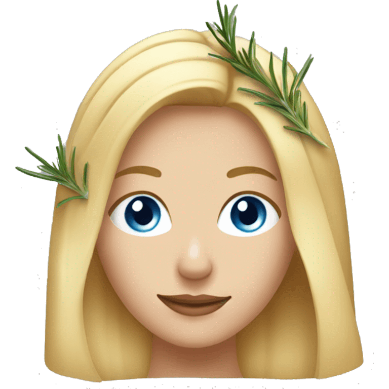 woman with blond Hair and Blue Eyes growing rosemary out of her head emoji