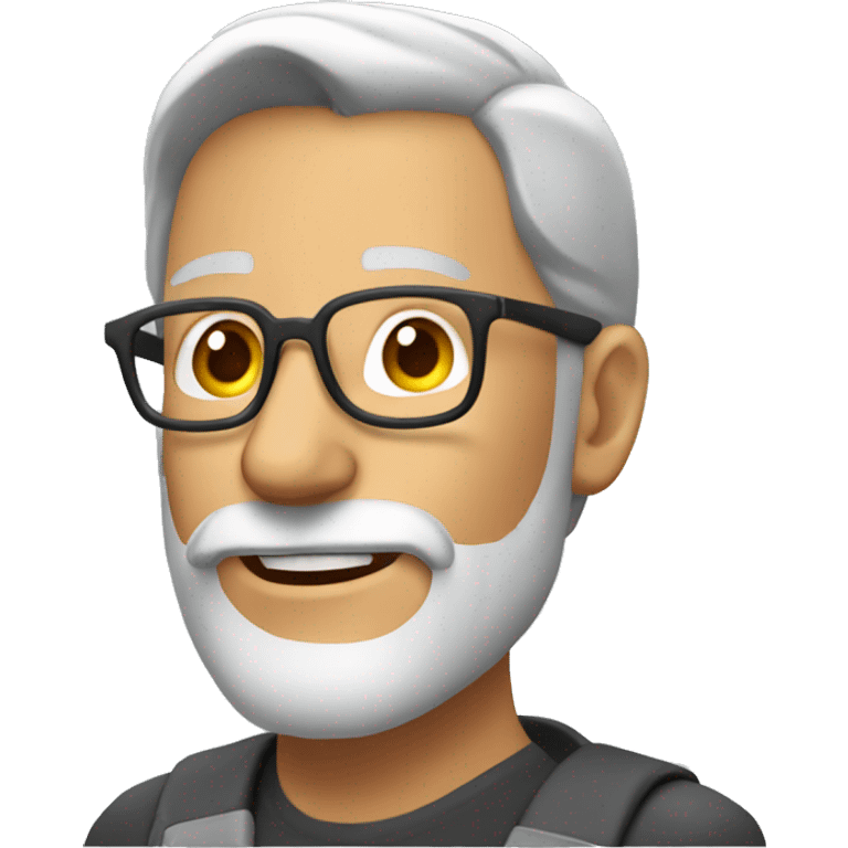 Mature man with tanned skin gray hair and beard and glasses and map emoji