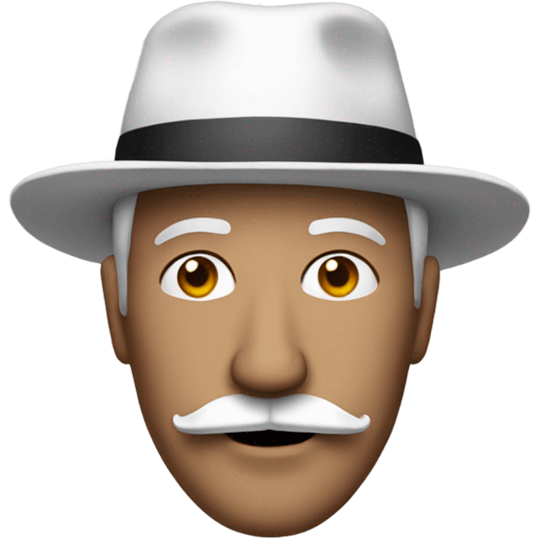 man with mustache wearing a white pointy hat emoji