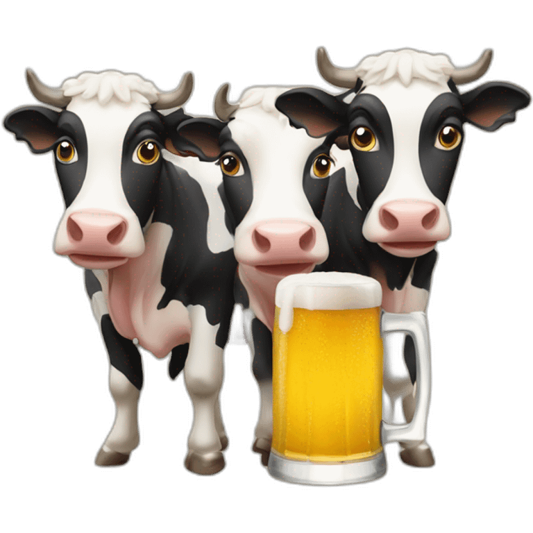 Three cows enjoying beer emoji