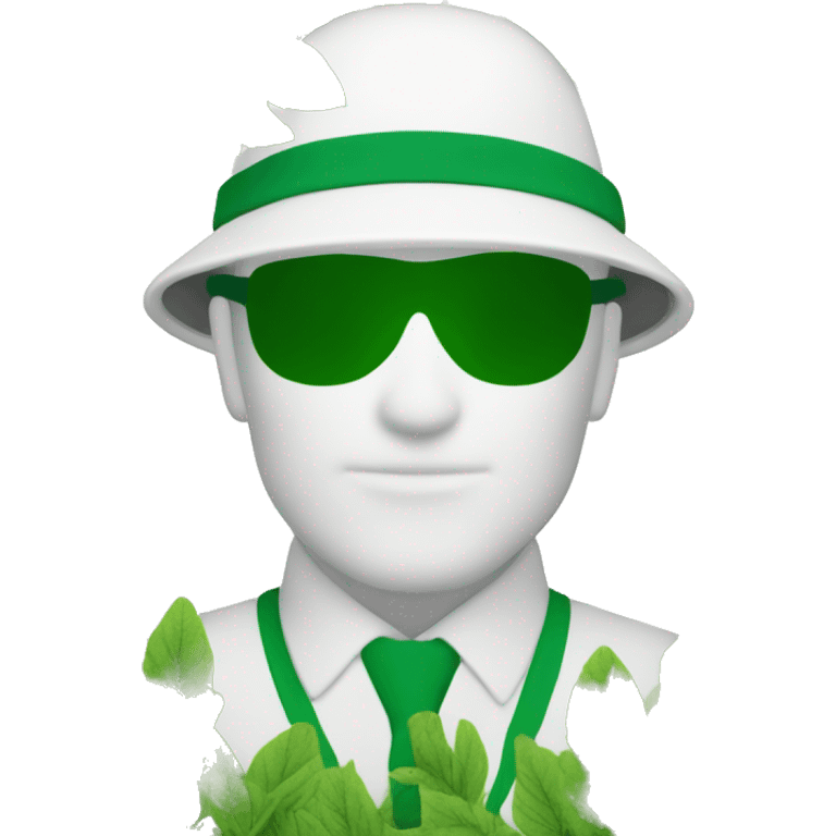 gardener pith helmet jacket white green trees  emoji